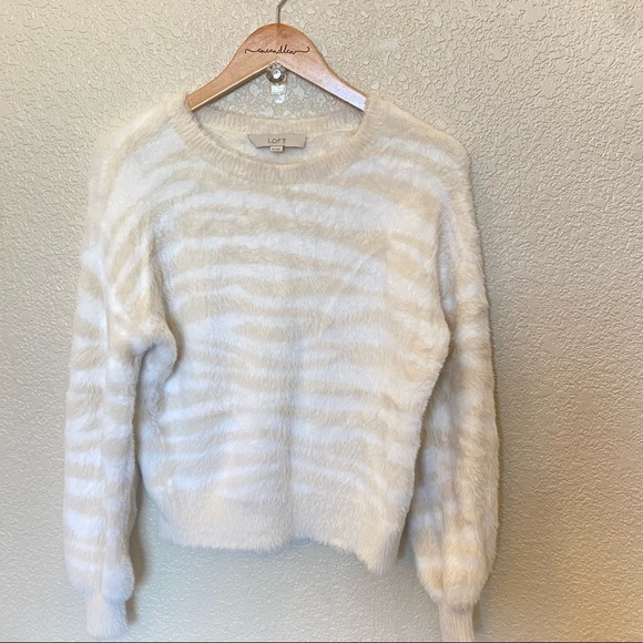 Loft soft sweater zebra print cream and white subtle super soft xs - Picture 1 of 5